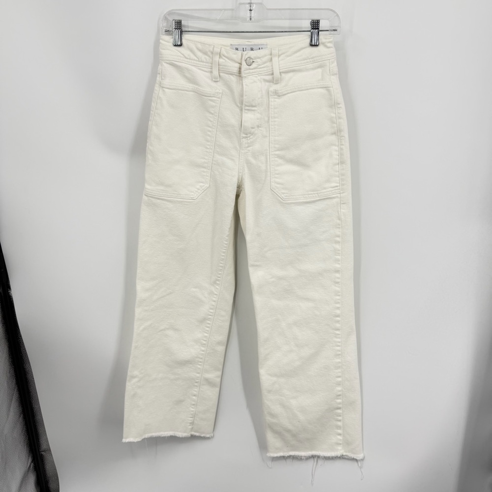 buru nautical wide leg jeans off white sz 27